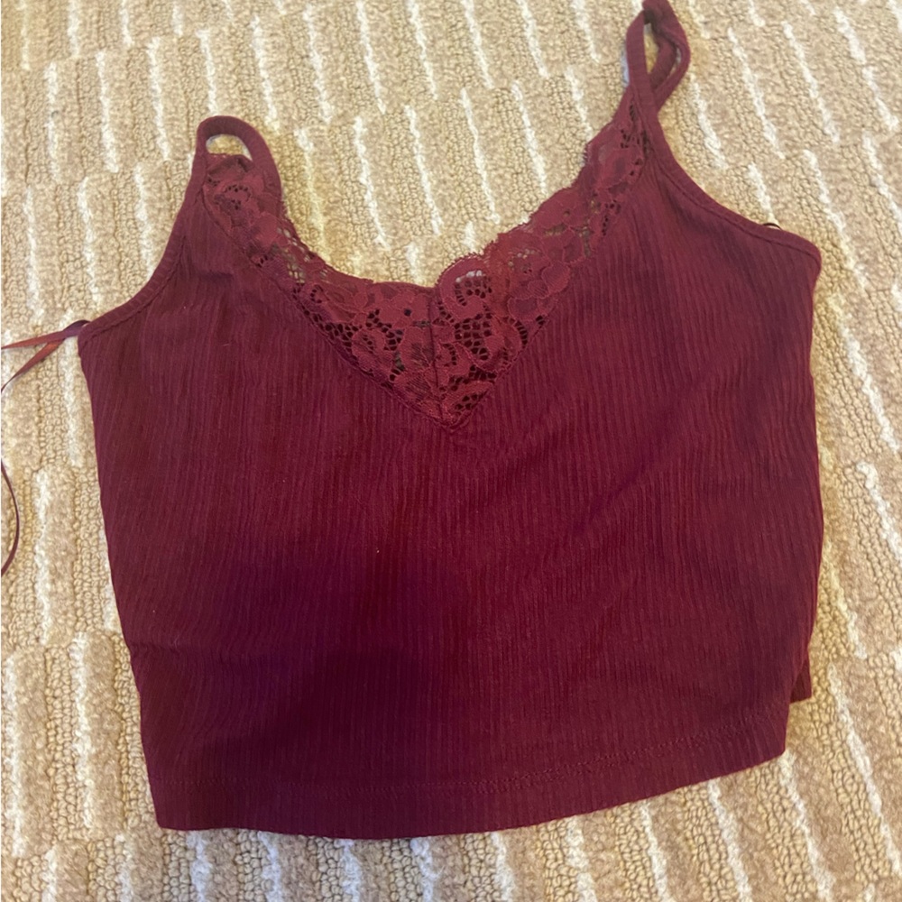 Aerie burgundy lace crop tank top